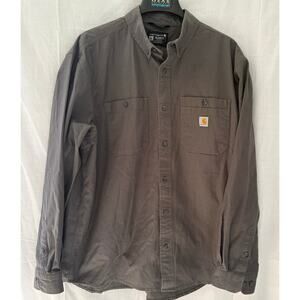Carhartt Shirt 103554 Mens XL Gray Rugged Flex Long Sleeve Button Up Workwear